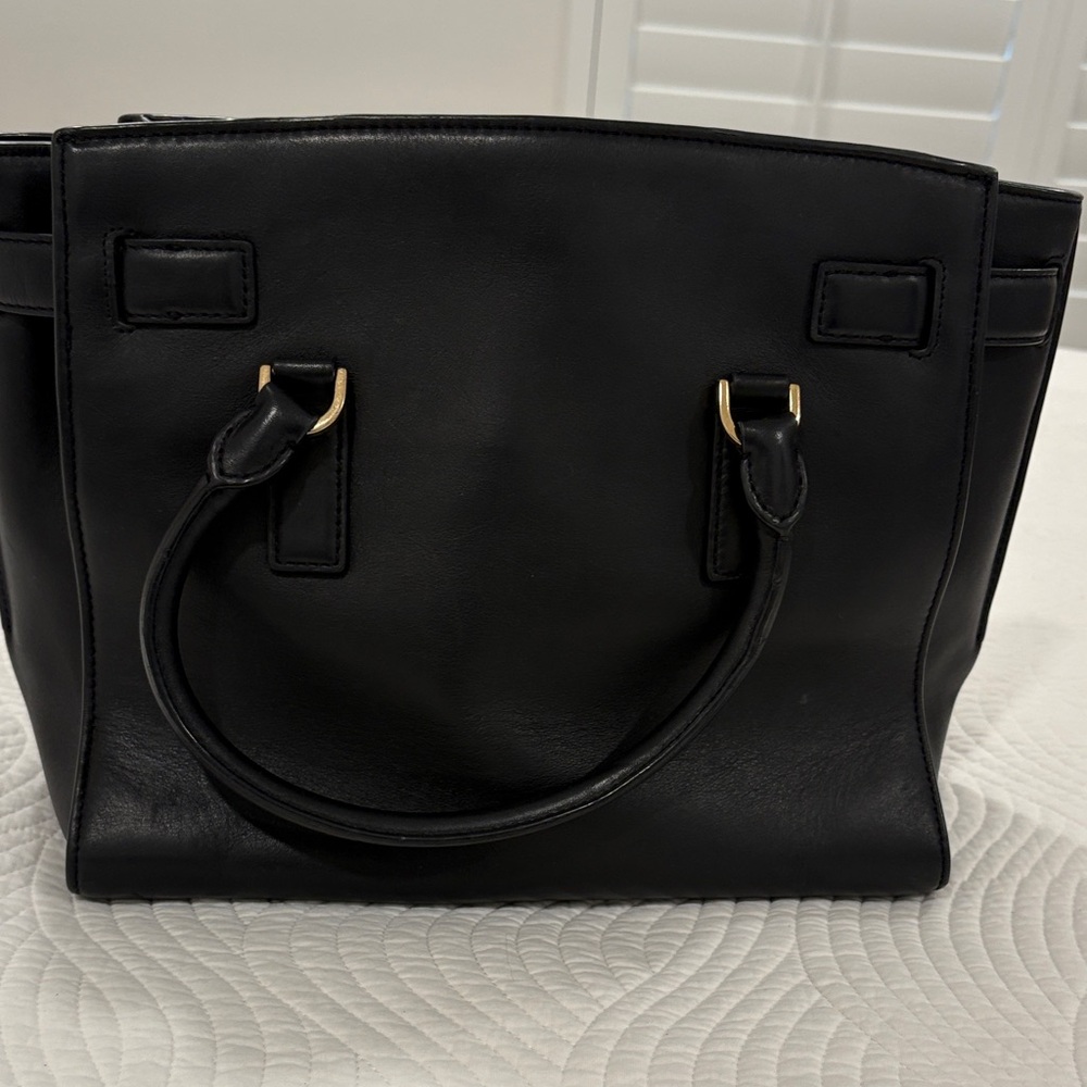 MICHAEL Michael Kors Black Hamilton Satchel with Gold Accents - Picture 6 of 15